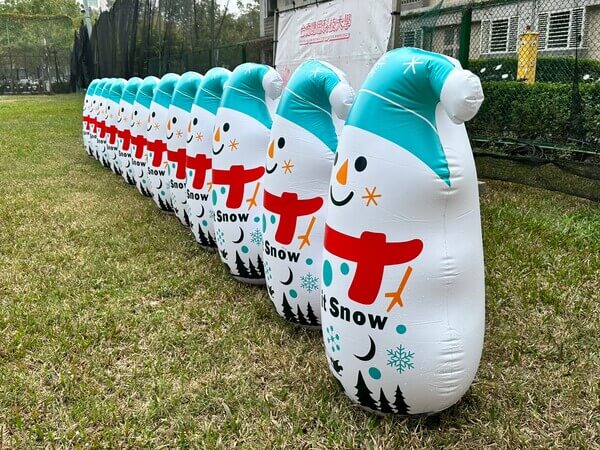 雪人造型充氣不倒翁安全掩體，為台灣水彈對戰活動唯一與率先使用