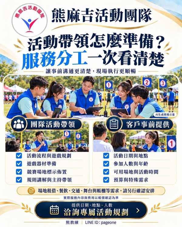 自有設備、自己團隊和帶領才能完整掌握每個活動與遊戲細節 自有設備、自己團隊和帶領才能完整掌握每個活動與遊戲細節